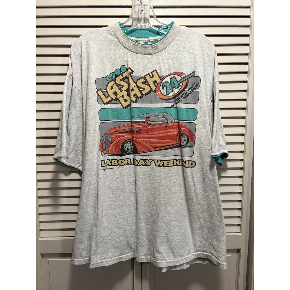 Belton Vintage 1996 Last Bash 24 Reno Tshirt Teal/White Old‎ Car Cruise Classic